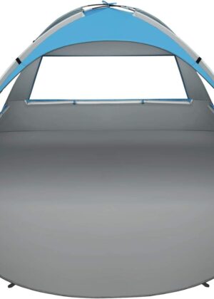 Beach Tent 2-3 Person Portable Sun Shade Shelter UV Protection, Extended Floor Ventilating Mesh Roll Up Windows Carrying Bag Stakes 6 Sand Pockets Fishing Hiking Camping,Blue