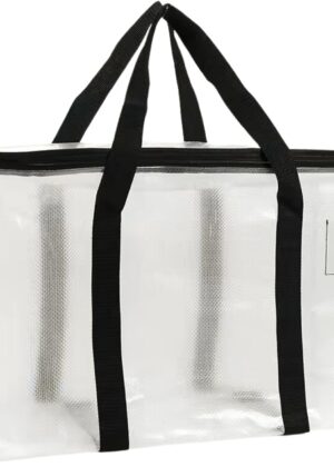 Camping Storage Bag, Organizer, Moving & Dorm, Decoration Storage, Fabric Container, Blanket and Toy, Travel Bag. 15"x27"x13" Woven Polypropylene Material with Lockable Zippers.