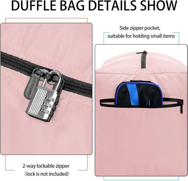 Foldable Duffel Bag 30" / 75L Lightweight Spare Travel Bag with Water Rresistant for Travel-Pink - Image 2