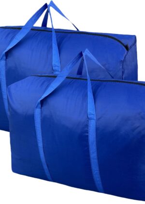 100L Extra Large Storage Bags, Big Moving Bags with Strong Zippers & Carrying Handles, Packing Bags for Moving, Storage, Travel and Camping, Storage Totes For Space Saving (Blue, 2 Pack)