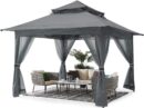 Pop Up Gazebo 13x13 - Outdoor Canopy Tent with Mosquito Netting for Patio Garden Backyard(Gray)