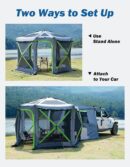 Dual-Use Pop up SUV Tents for Camping, 10 x10.5 Ft Big Space 2 Rooms Car Tent, SUV Tailgate Tent for Family Camping, 5 Sides Canopy, Portable Carry Bag, Gray Green