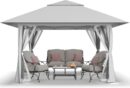 13x13 Pop Up Gazebo, Canopy Tent, Gazebos on Clearance - Outdoor Gazebo for Backyard & Patio Furniture  Pop Up Tent with Wheeled  Cover Bag (White)