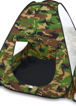 Military Pop Up Play Tent - Collapsible Army Indoor Outdoor Camouflage Playhouse Hunting Toy for Kids