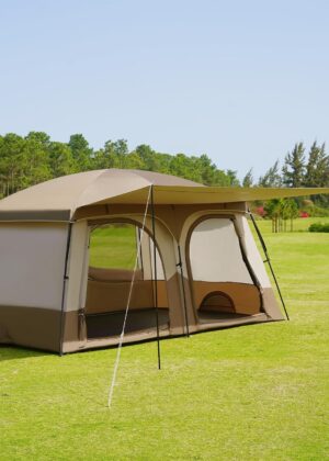 Tents，6-8 Person Camping Tent with Extended Vestibule，2 Room Weather Resistant Family Tents，Easy Install Waterproof Outdoor Tent for Backpacking and Camping Hiking