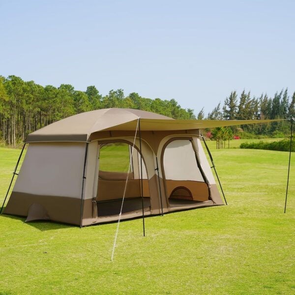 Tents，6-8 Person Camping Tent with Extended Vestibule，2 Room Weather Resistant Family Tents，Easy Install Waterproof Outdoor Tent for Backpacking and Camping Hiking