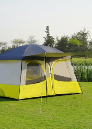 Tents，6-8 Person Camping Tent with Extended Vestibule，2 Room Weather Resistant Family Tents，Easy Install Waterproof Outdoor Tent for Backpacking and Camping Hiking