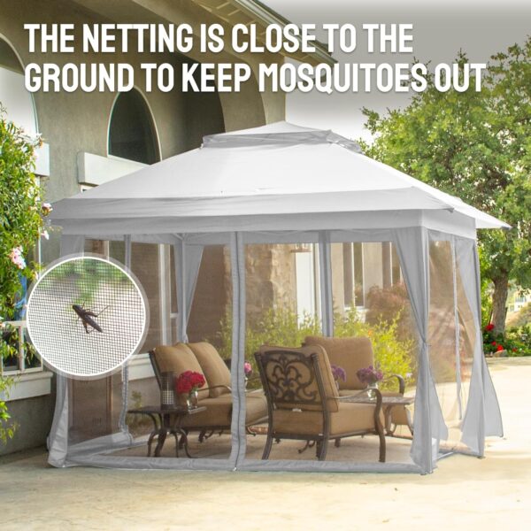 13x13 Pop Up Gazebo, Canopy Tent, Gazebos on Clearance - Outdoor Gazebo for Backyard & Patio Furniture  Pop Up Tent with Wheeled  Cover Bag (White) - Image 2